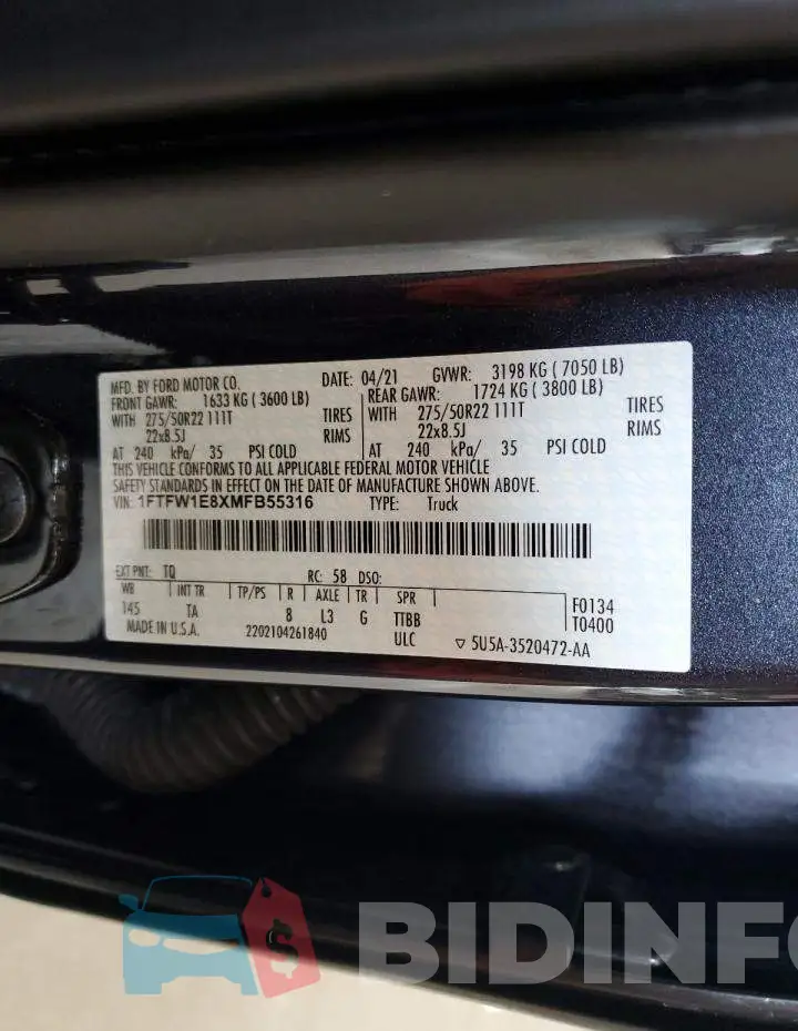 1FTFW1E8XMFB55316 Photo# 12