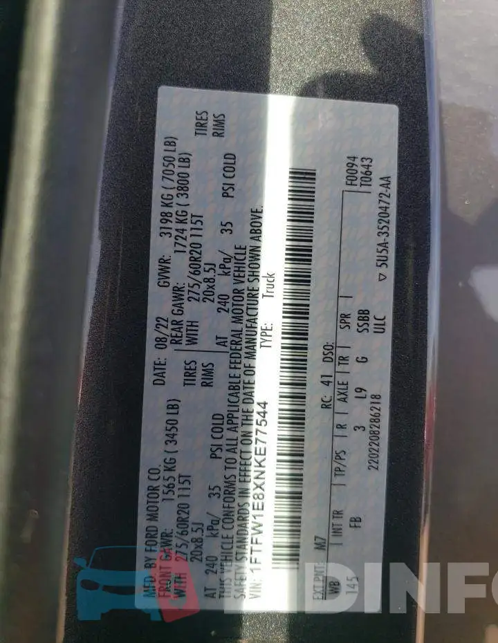 1FTFW1E8XNKE77544 Photo# 12