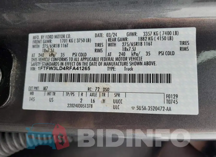 1FTFW3LD4RFA41265 Photo# 13