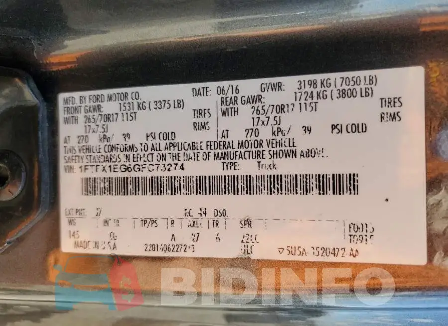 1FTFX1EG6GFC73274 Photo# 12