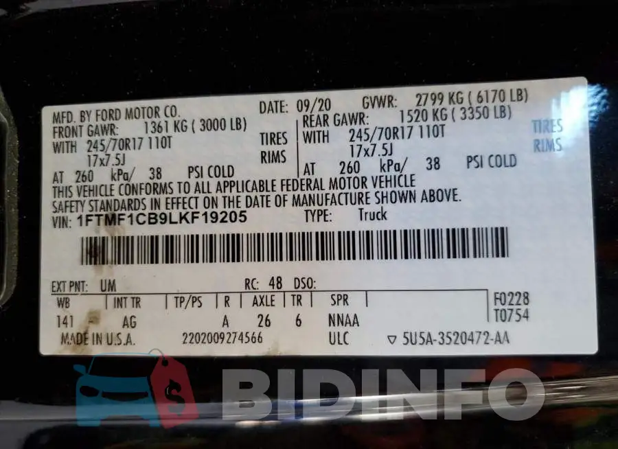 1FTMF1CB9LKF19205 Photo# 12