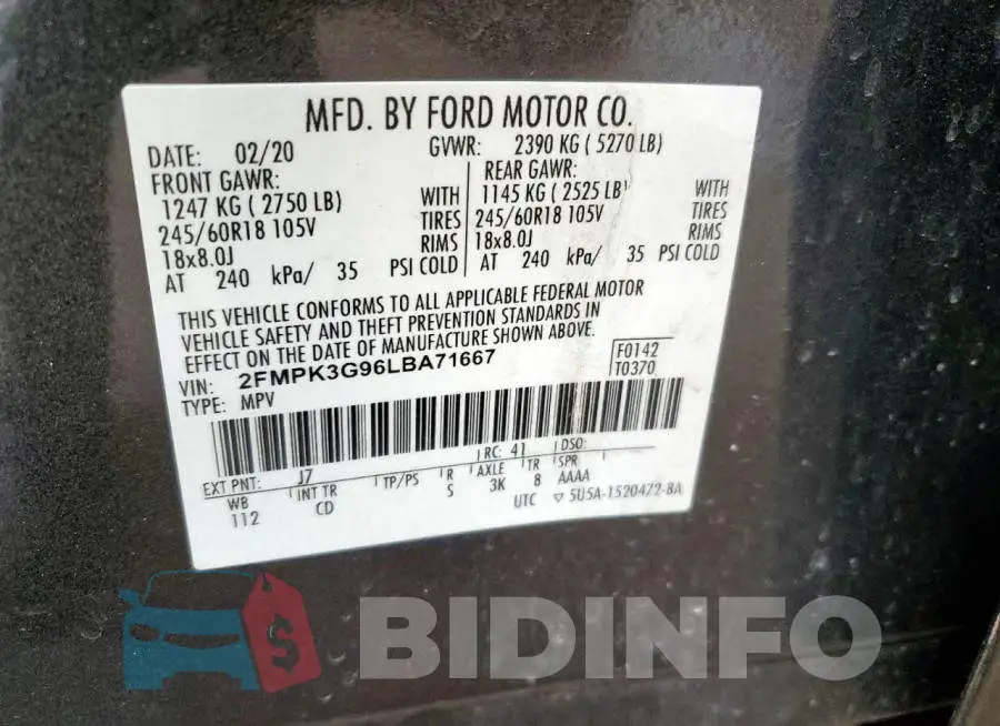 2FMPK3G96LBA71667 Photo# 14