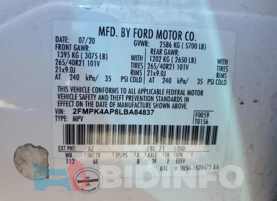 2FMPK4AP8LBA84837 Photo# 13