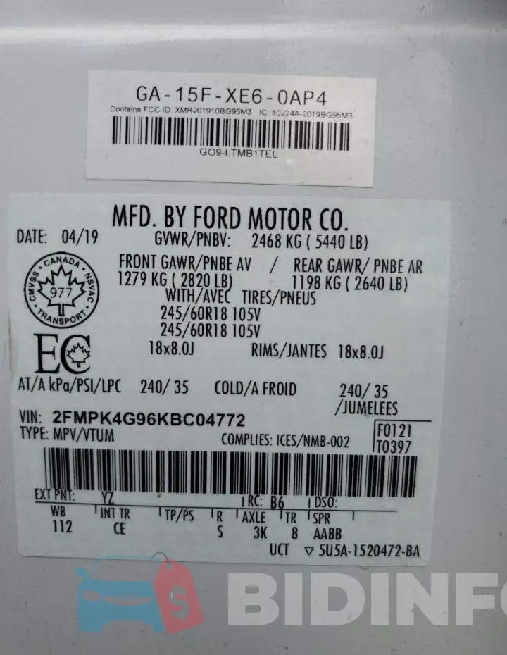 2FMPK4G96KBC04772 Photo# 13