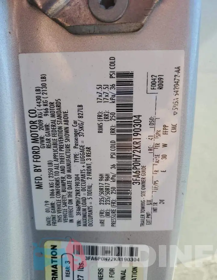 3FA6P0H72KR190304 Photo# 12