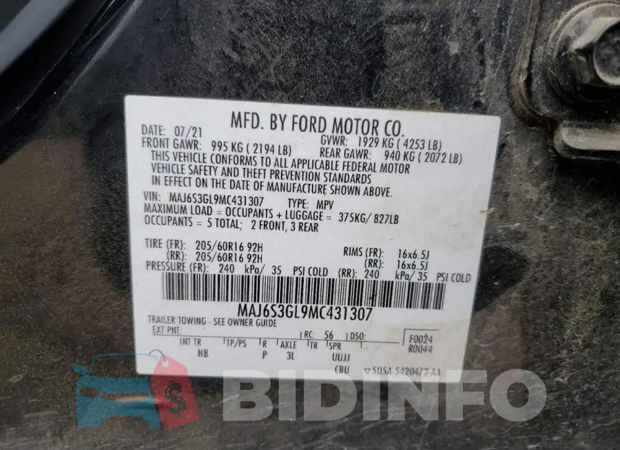 MAJ6S3GL9MC431307 Photo# 13