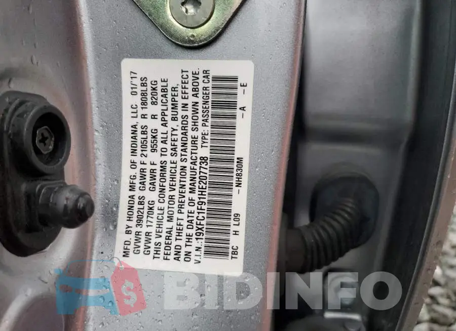 19XFC1F91HE207738 Photo# 12