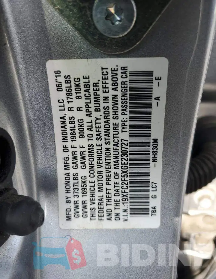 19XFC2F5XGE230727 Photo# 13