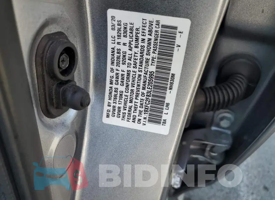 19XFC2F83LE205995 Photo# 13