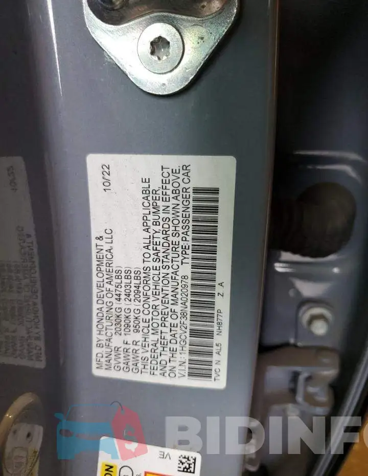 1HGCV2F38NA020978 Photo# 12