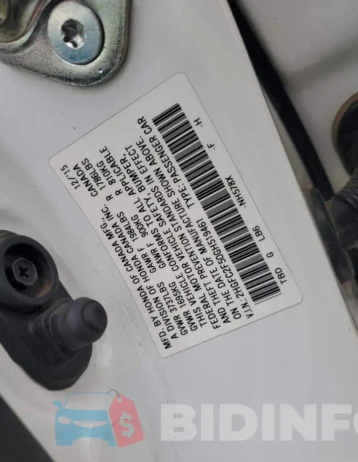 2HGFC2F50GH519461 Photo# 12