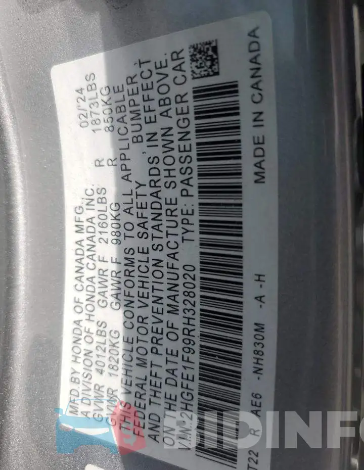 2HGFE1F99RH328020 Photo# 12