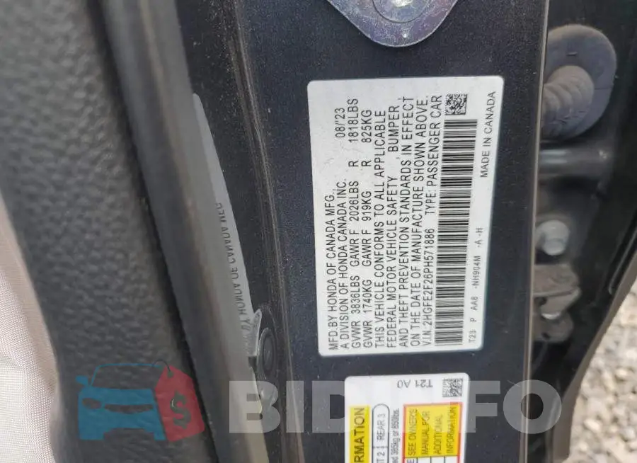2HGFE2F26PH571886 Photo# 12