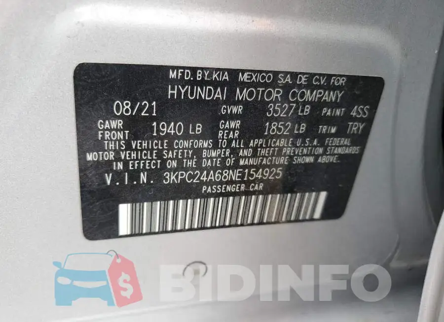 3KPC24A68NE154925 Photo# 12