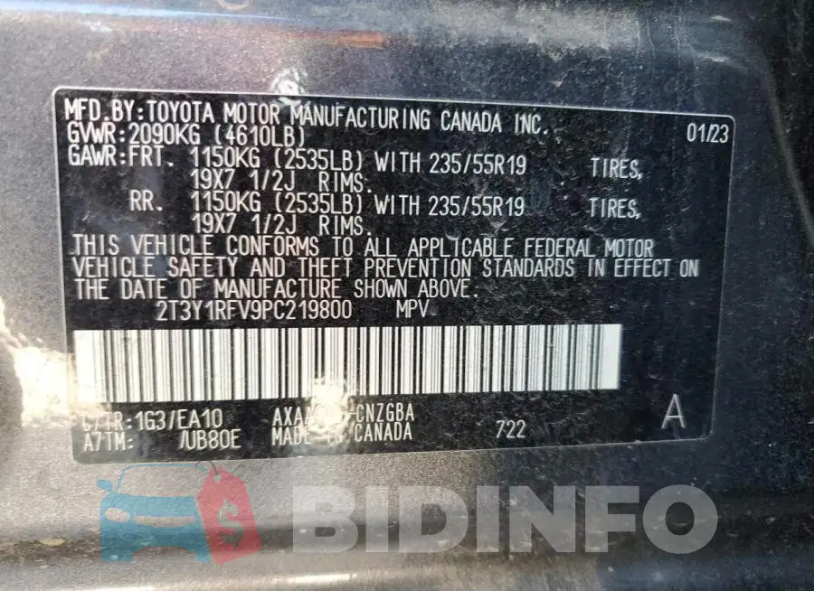 2T3Y1RFV9PC219800 Photo# 12