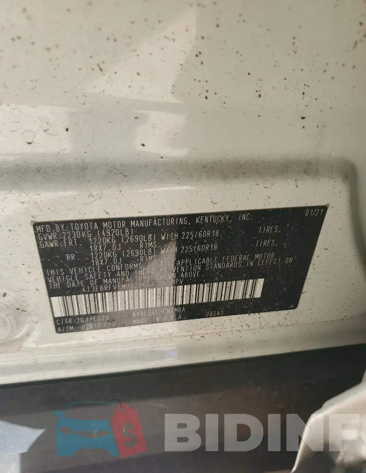 4T3E6RFV8MU028657 Photo# 12