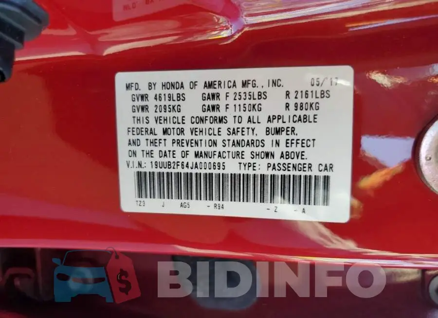 19UUB2F64JA000695 Photo# 12