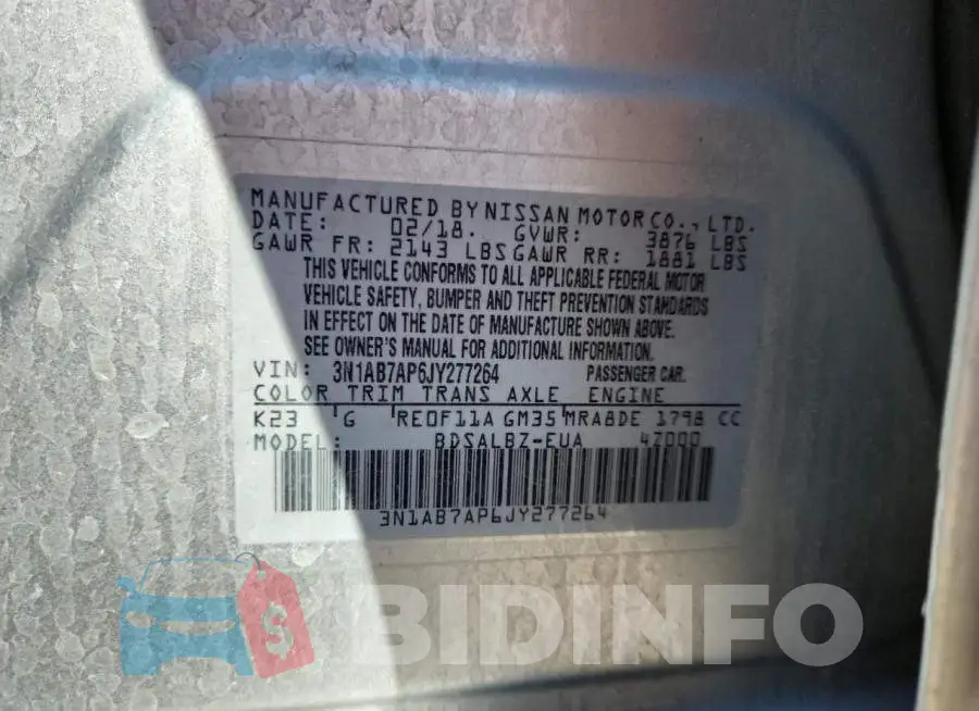 3N1AB7AP6JY277264 Photo# 12