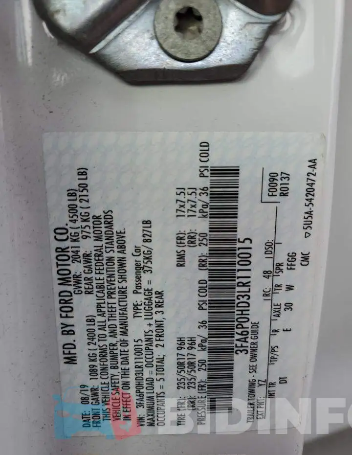 3FA6P0HD3LR110015 Photo# 12