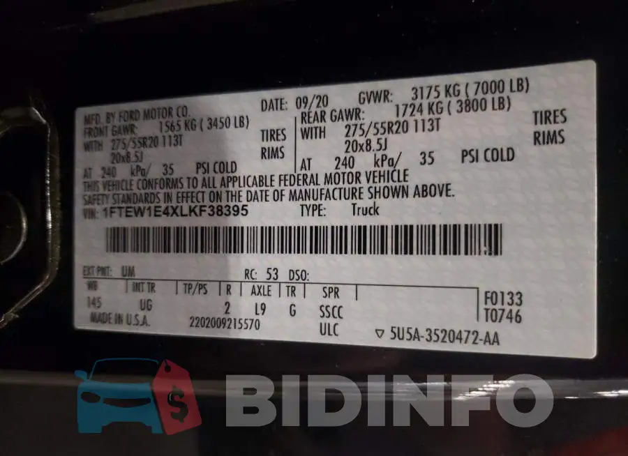 1FTEW1E4XLKF38395 Photo# 12