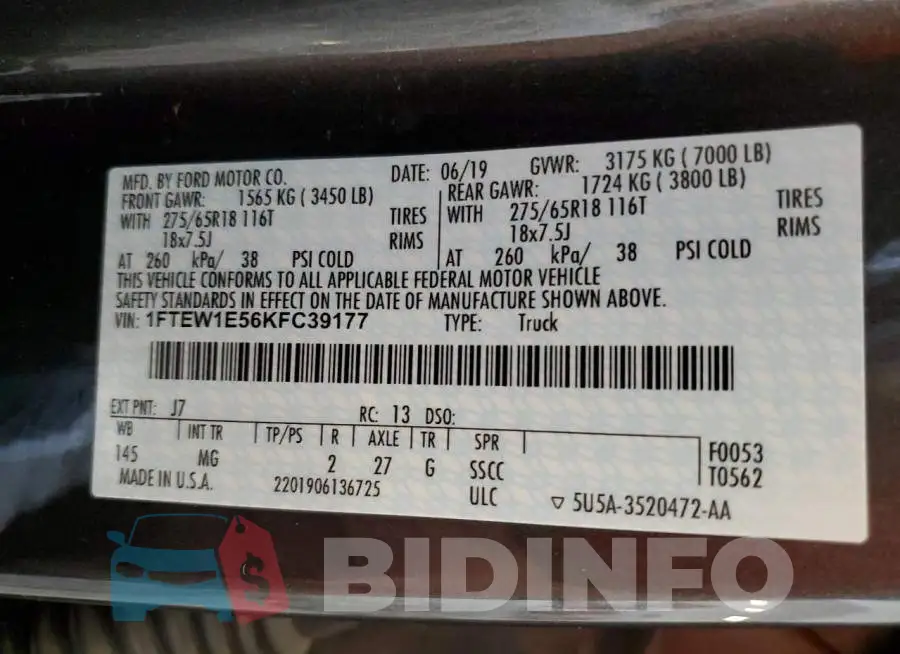 1FTEW1E56KFC39177 Photo# 12