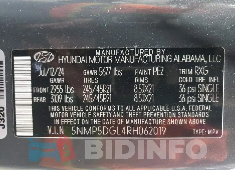 5NMP5DGL4RH062019 Photo# 13