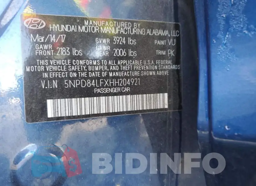 5NPD84LFXHH204921 Photo# 13