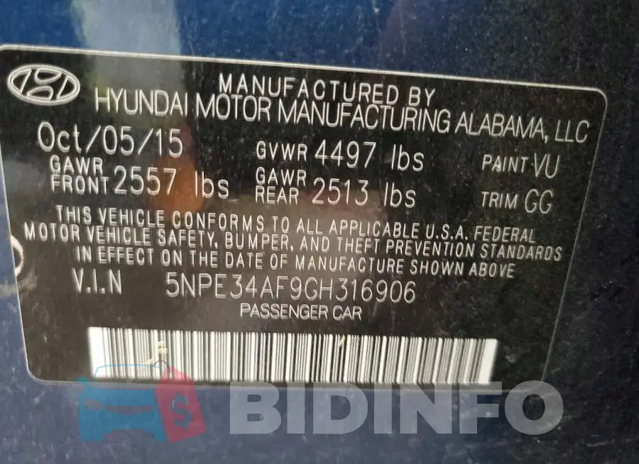 5NPE34AF9GH316906 Photo# 13