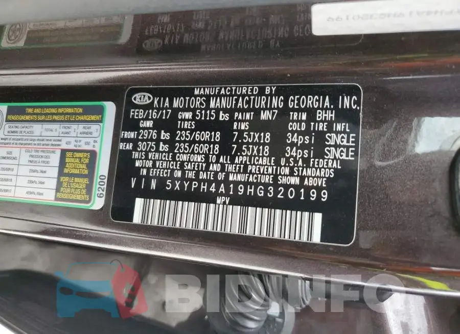 5XYPH4A19HG320199 Photo# 13