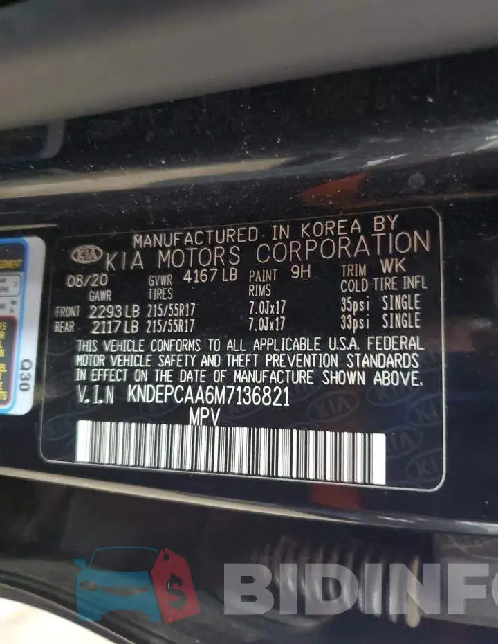 KNDEPCAA6M7136821 Photo# 13