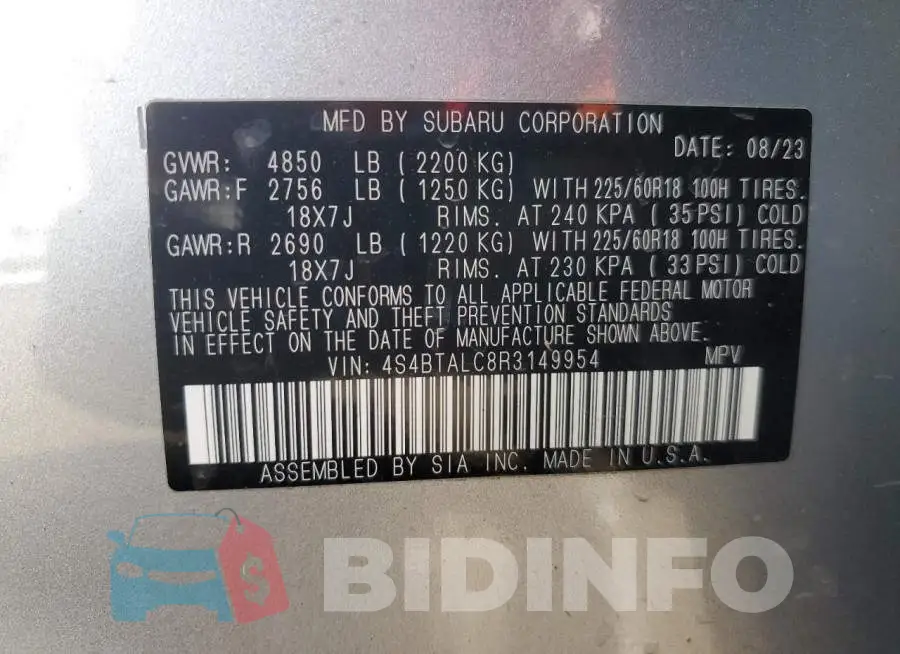 4S4BTALC8R3149954 Photo# 13