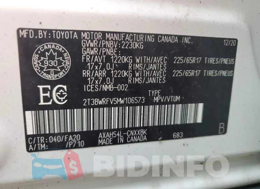 2T3BWRFV5MW106573 Photo# 14