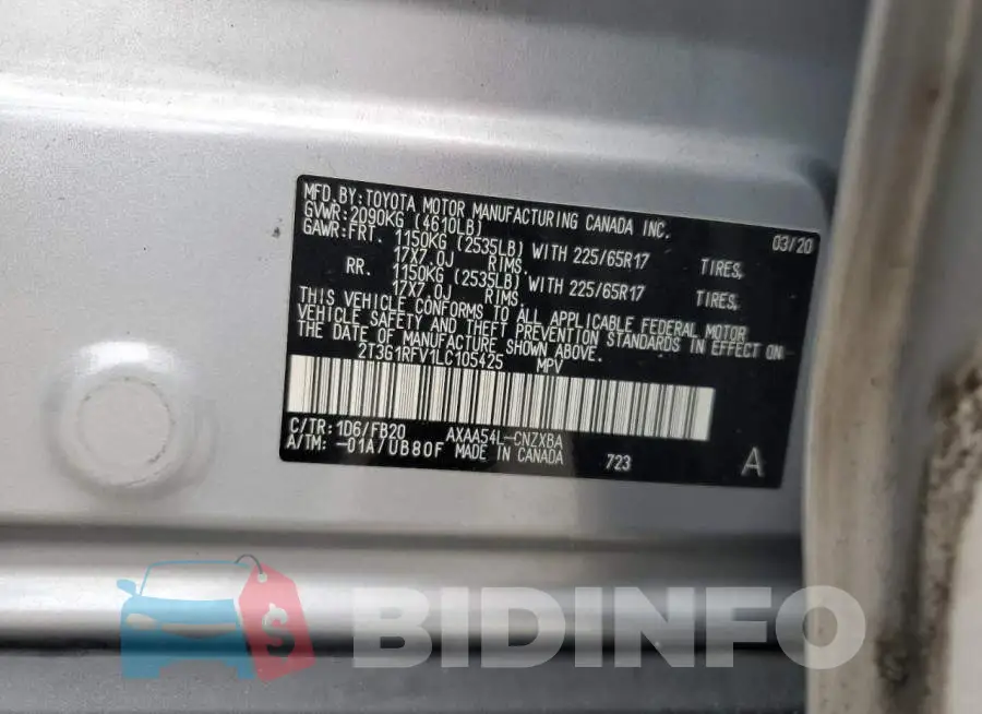 2T3G1RFV1LC105425 Photo# 14