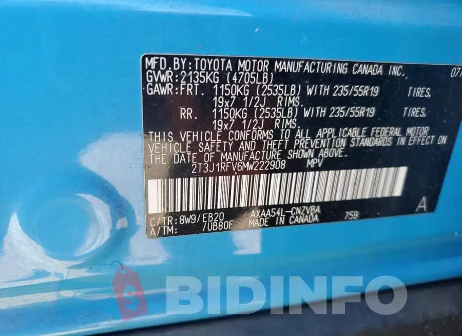 2T3J1RFV6MW222908 Photo# 14