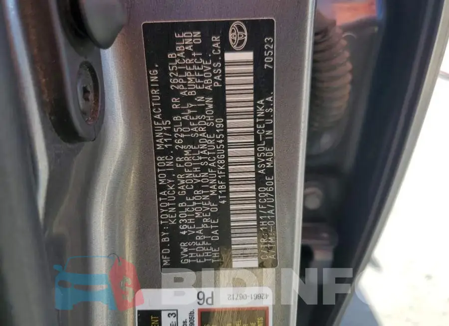 4T1BF1FK8GU545190 Photo# 12