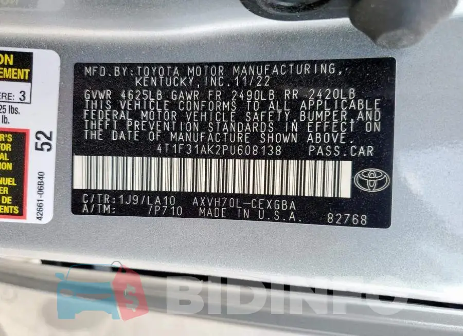 4T1F31AK2PU608138 Photo# 13