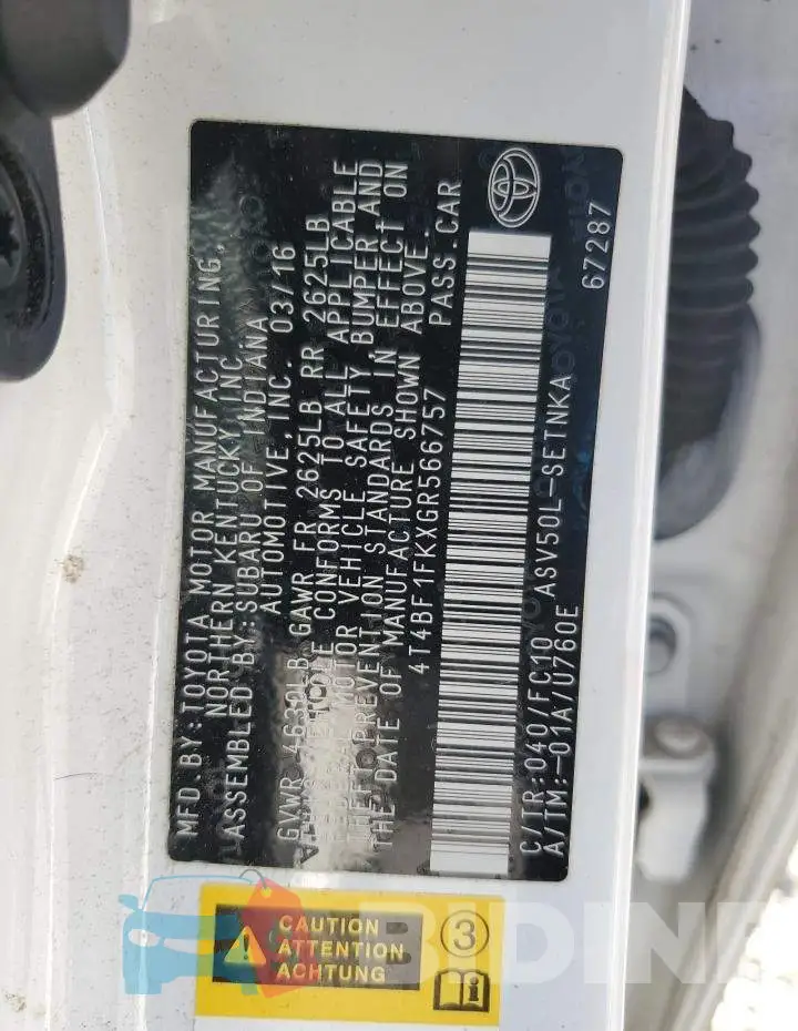 4T4BF1FKXGR566757 Photo# 12