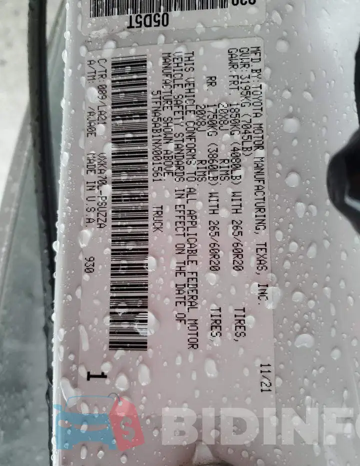 5TFNA5AB1NX001561 Photo# 12