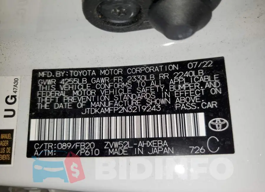 JTDKAMFP2N3219243 Photo# 13