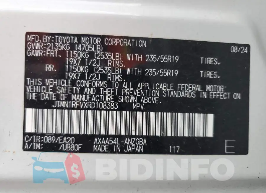 JTMN1RFVXRD108383 Photo# 14