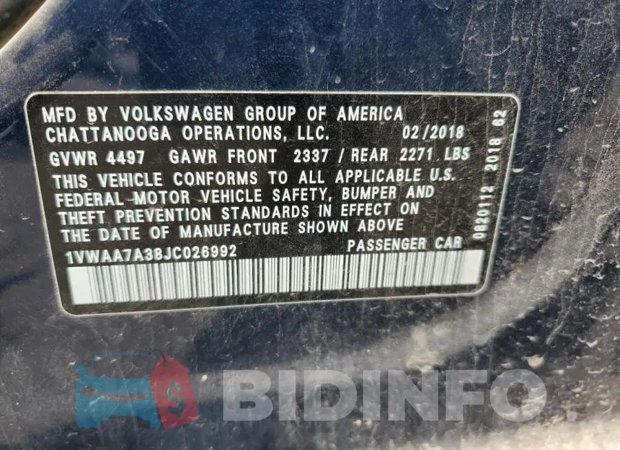 1VWAA7A38JC026992 Photo# 12