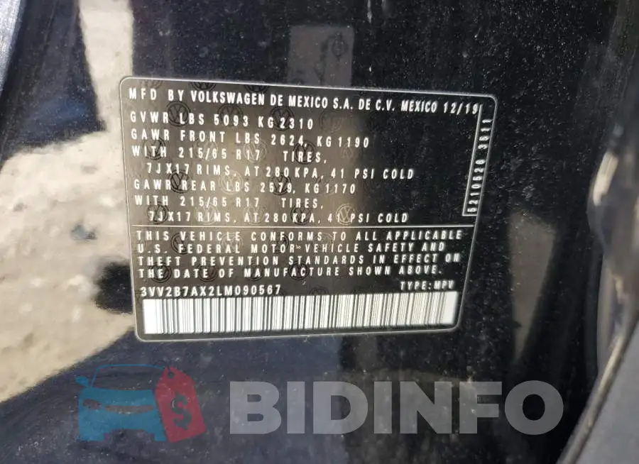 3VV2B7AX2LM090567 Photo# 14