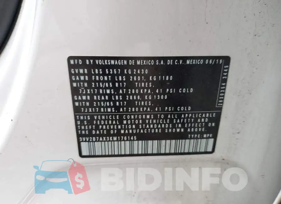 3VV2B7AX3KM176145 Photo# 13