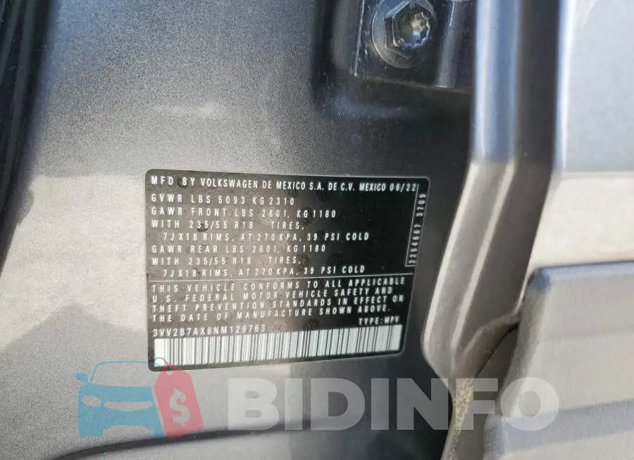 3VV2B7AX8NM129763 Photo# 13