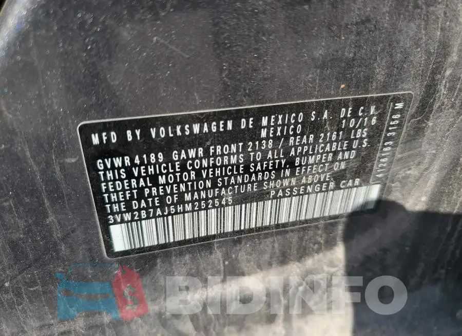 3VW2B7AJ5HM252545 Photo# 12