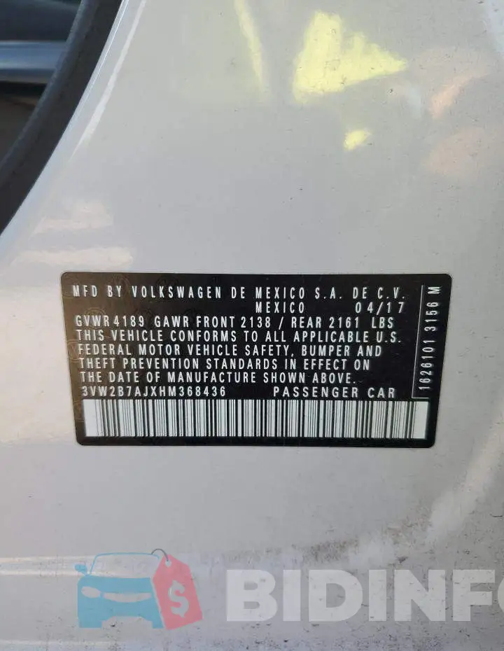 3VW2B7AJXHM368436 Photo# 12