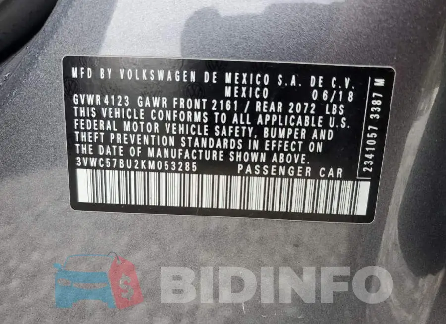 3VWC57BU2KM053285 Photo# 12