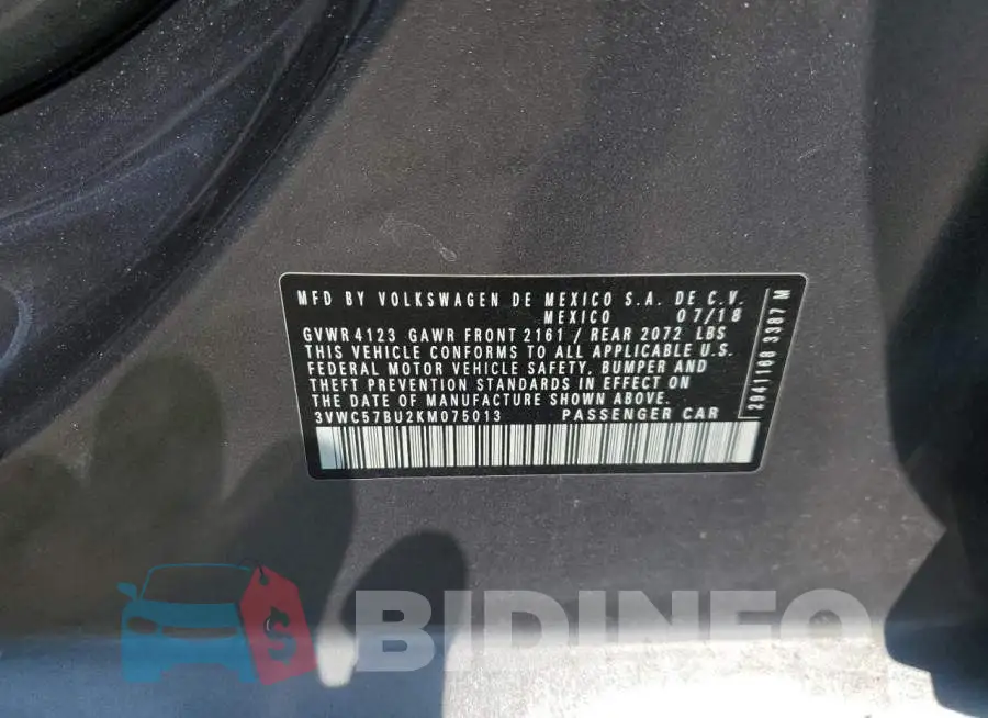 3VWC57BU2KM075013 Photo# 12