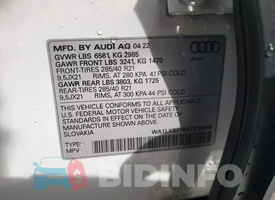 WA1LXBF76ND016349 Photo# 13
