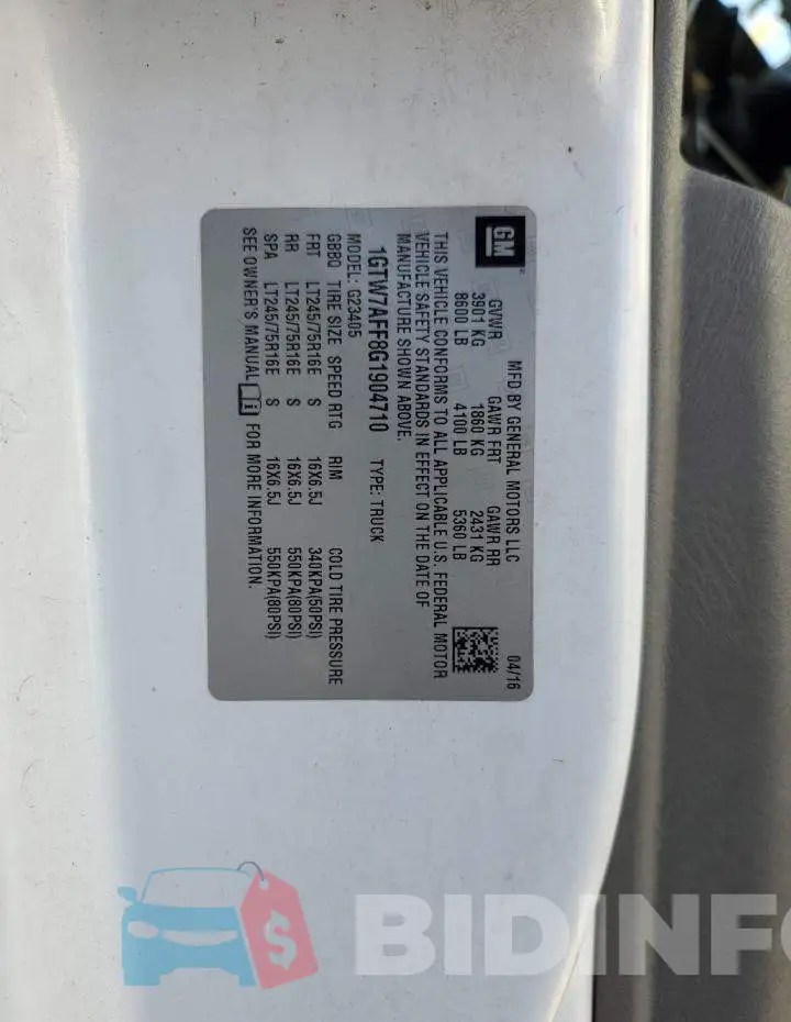 1GTW7AFF8G1904710 Photo# 13